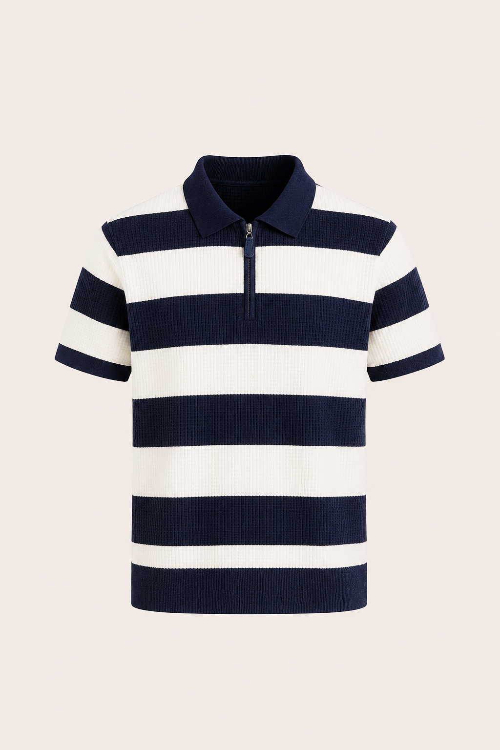 Vicero Striped Zip Polo Navy