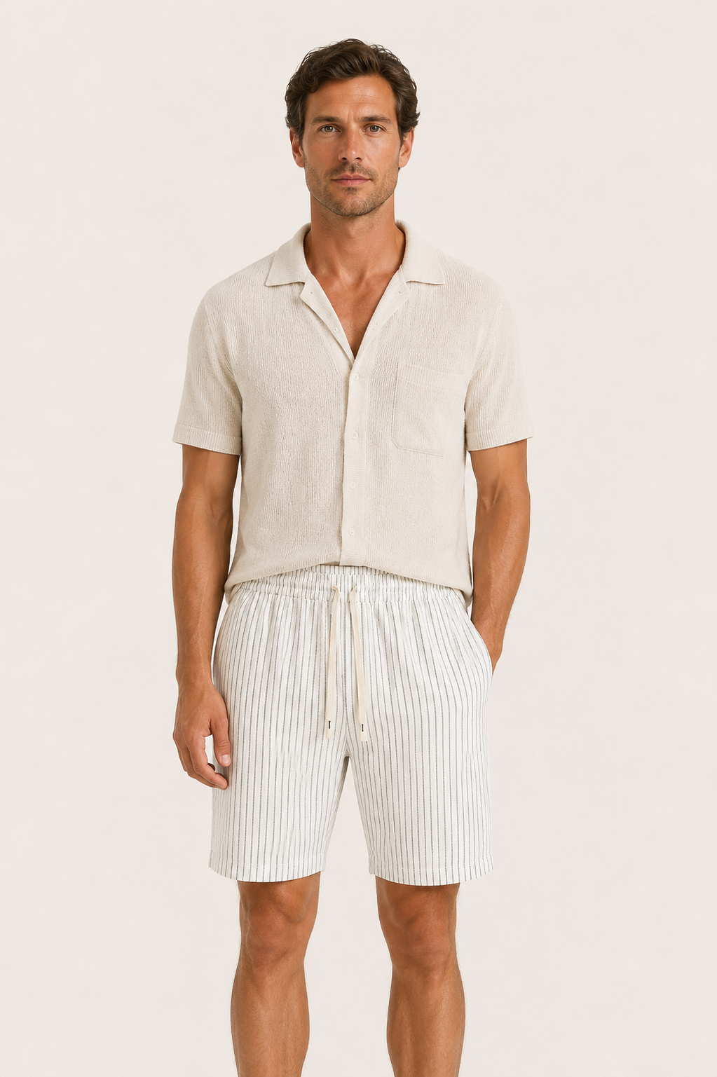 Lenaro Linen Striped Short White