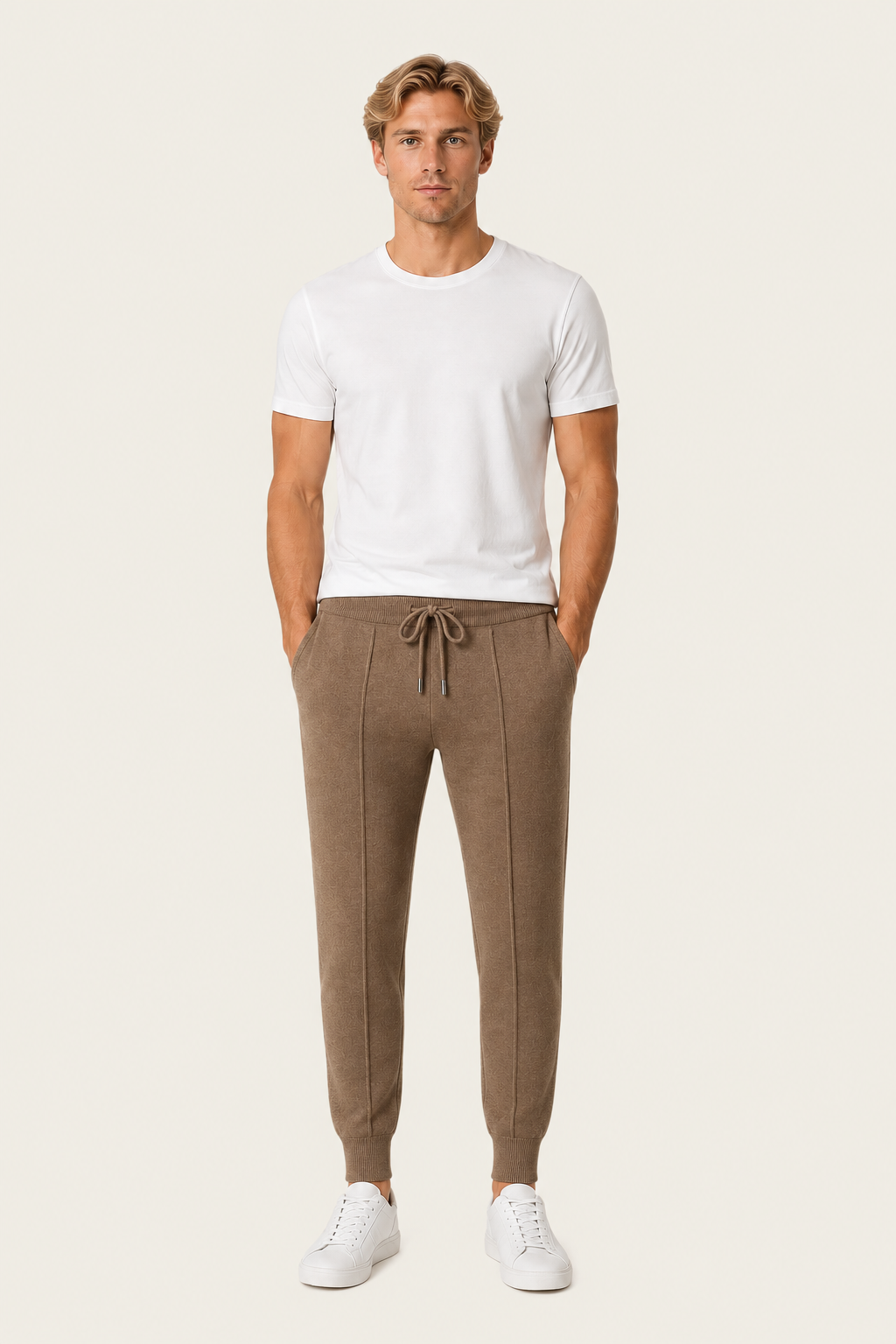 Belorin Wool Knit Joggers Brown