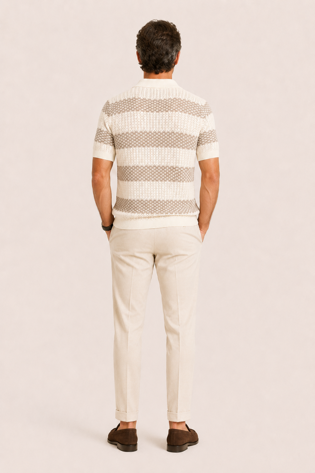 Covani Striped Polo Apricot