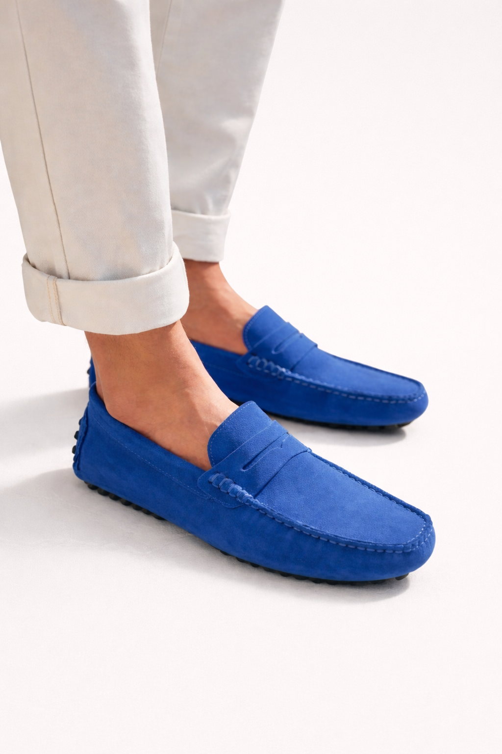 Suede Driver Loafers Blue