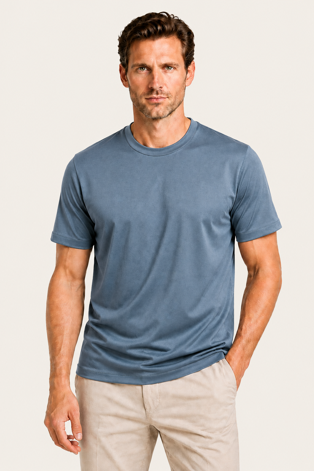 Merciro Cotton Tee Steel Blue