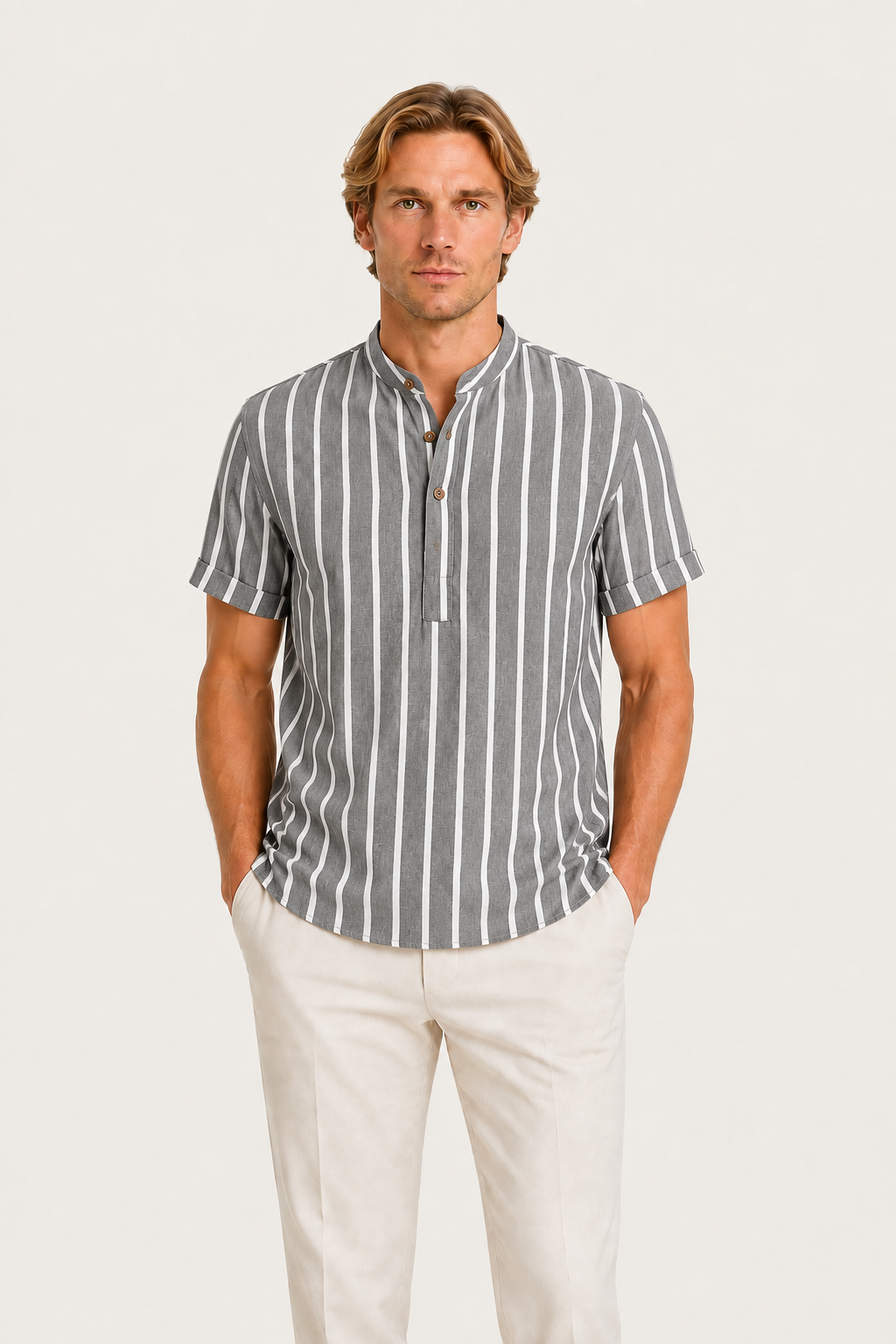 Heritage Linen Short Sleeve Shirt Grey