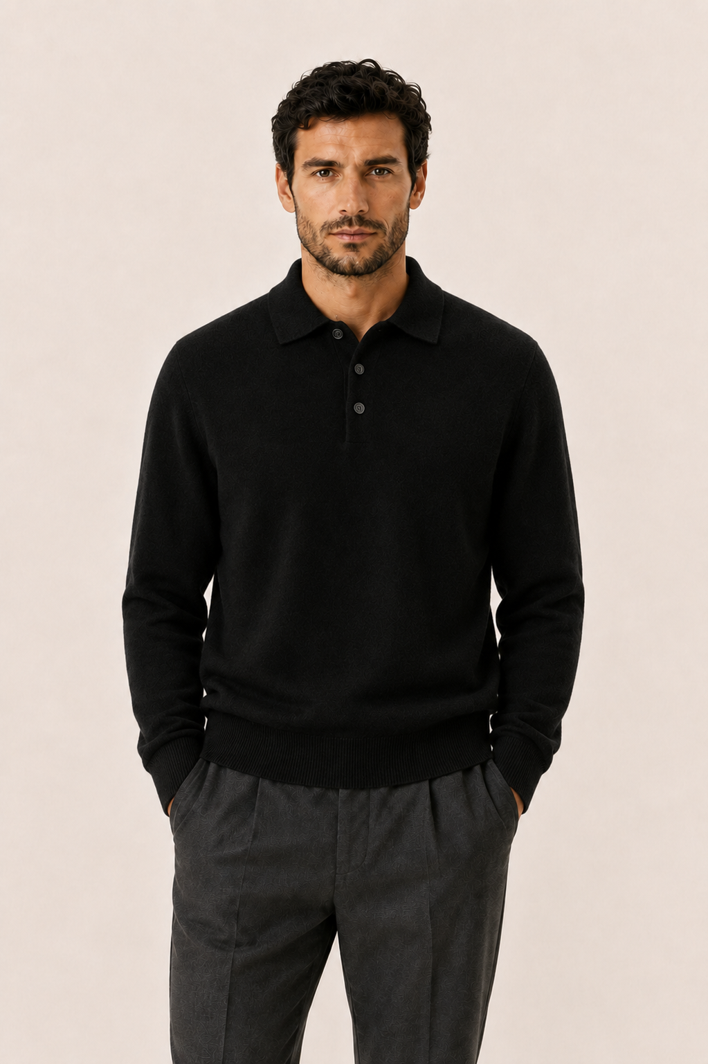 Avarel Wool Polo Knit Black