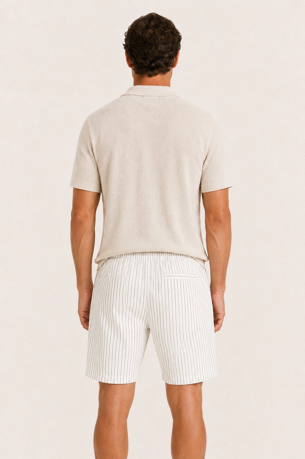 Lenaro Linen Striped Short White