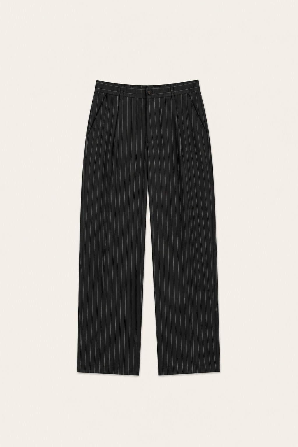 Borelo Linen Striped Trousers Black