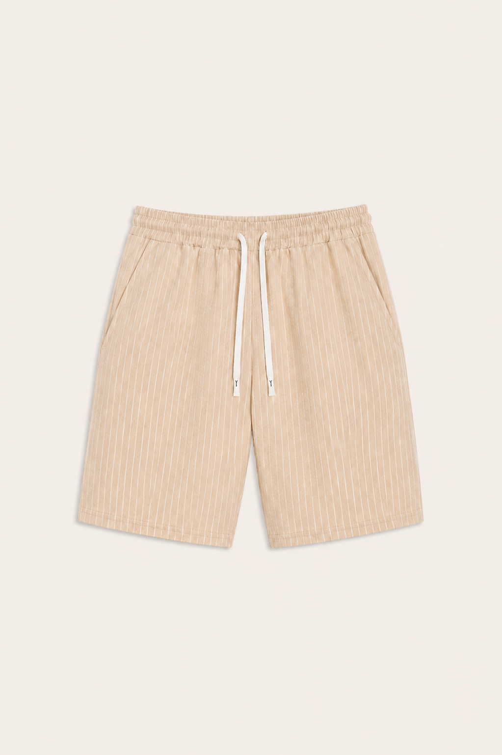 Lenaro Linen Striped Short Khaki