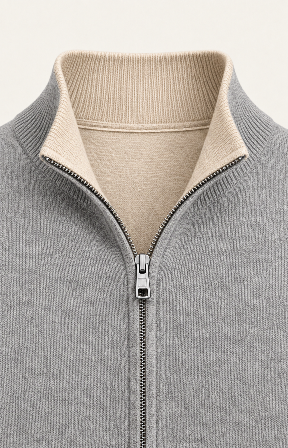 Sivaro Cashmere Reversible Zip Knit Beige & Grey