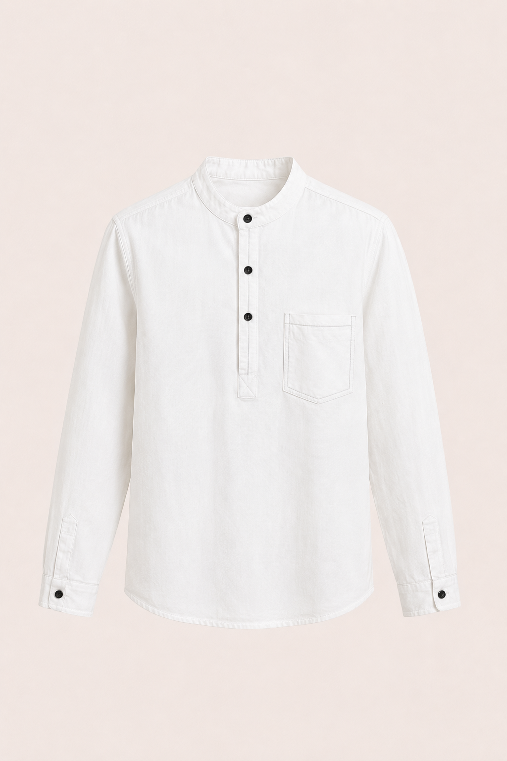 Gavero Linen Quarter Shirt White