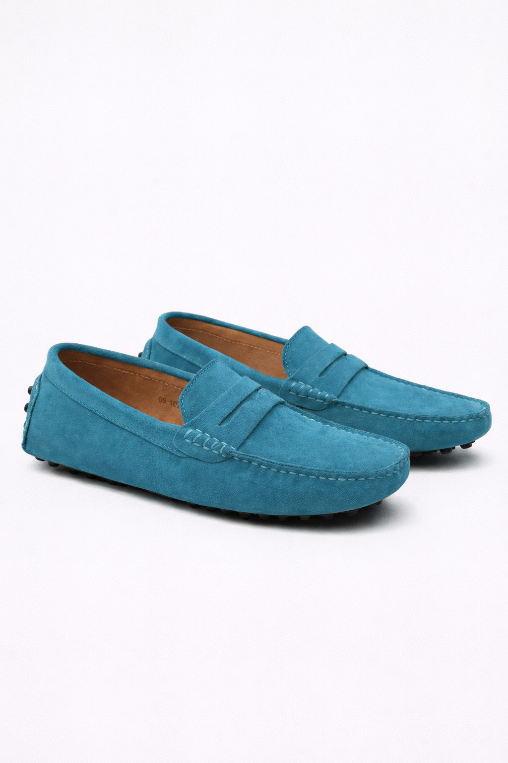 Suede Driver Loafers Turquoise