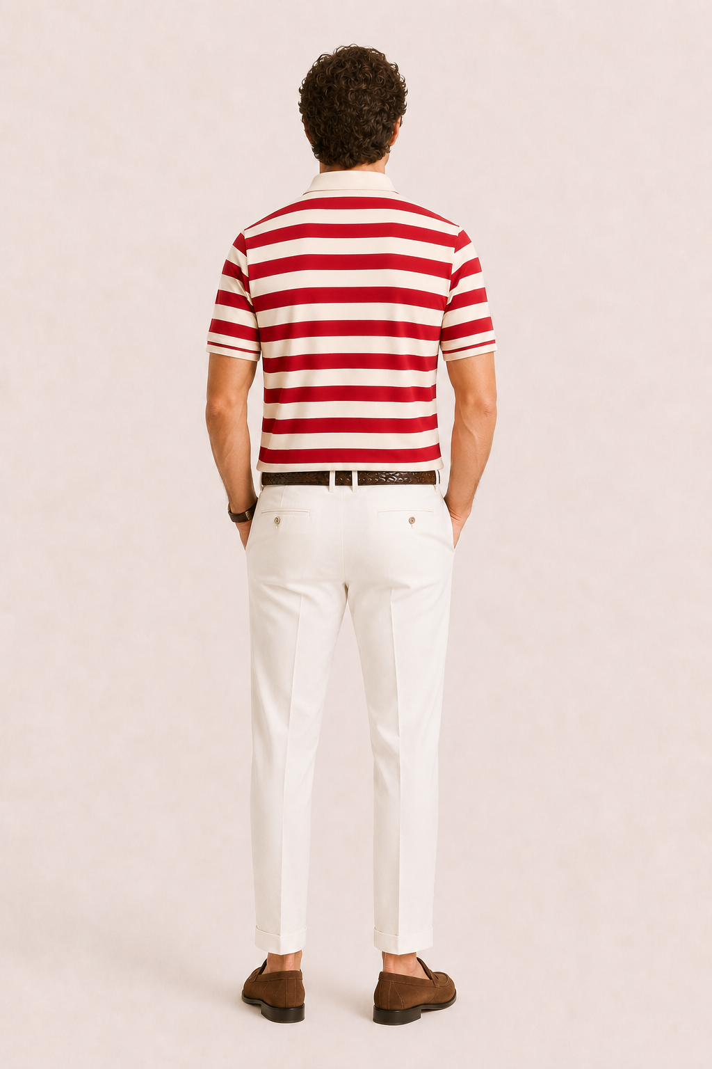 Lamero Striped Cotton Polo Red