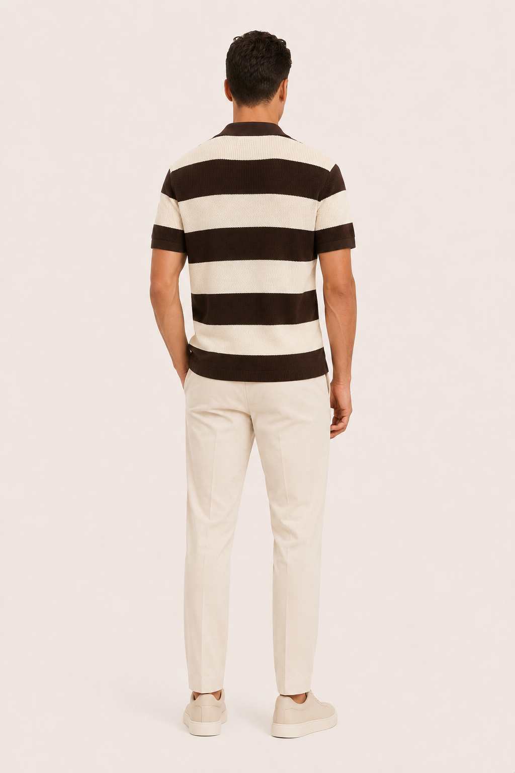 Nelari Ribbed Cotton Polo Brown