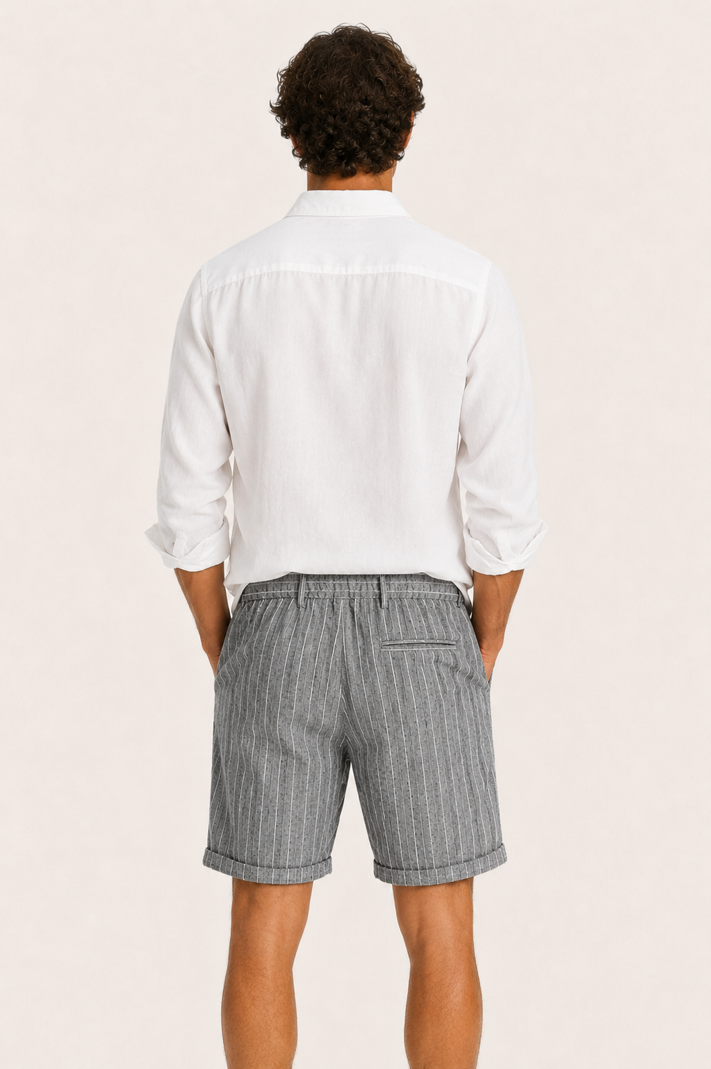 Rivero Linen Short Grey Banded