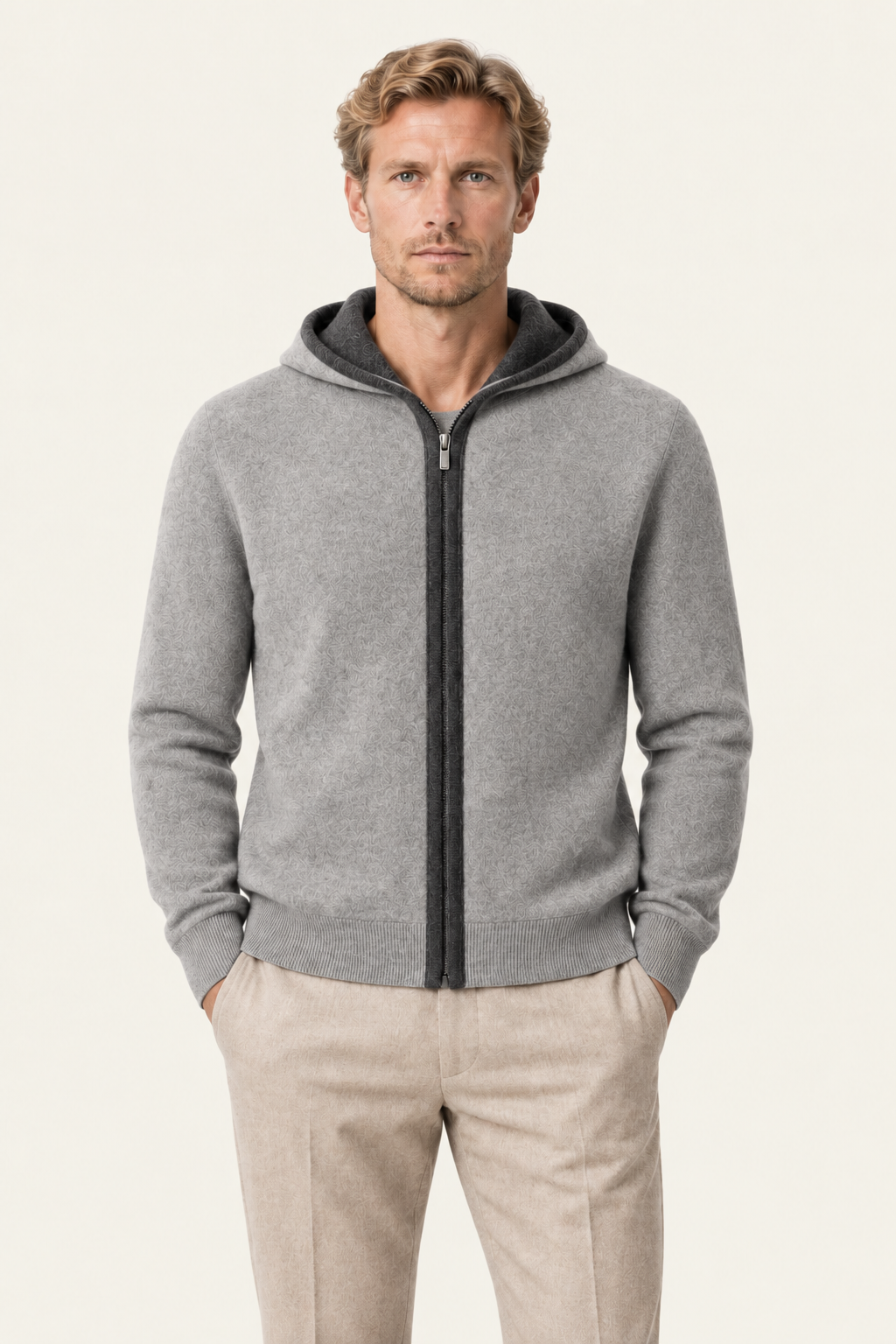 Ravalo Cashmere Zip Hoodie Grey