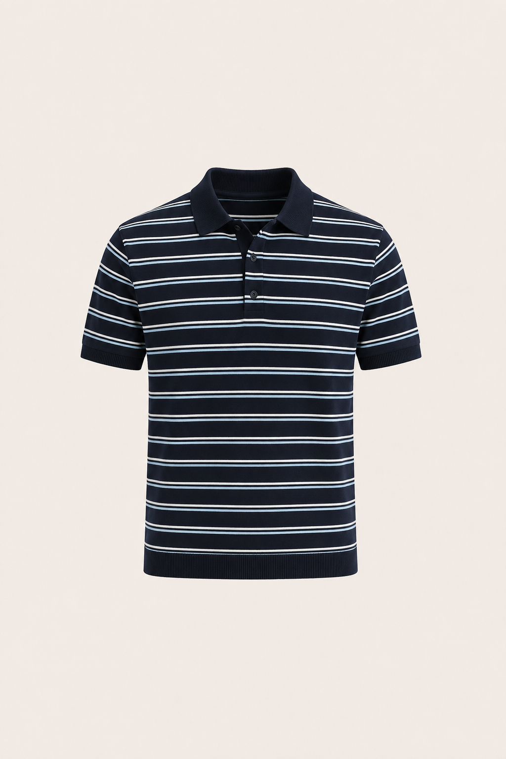 Avino Knitted Cotton Polo Double Striped