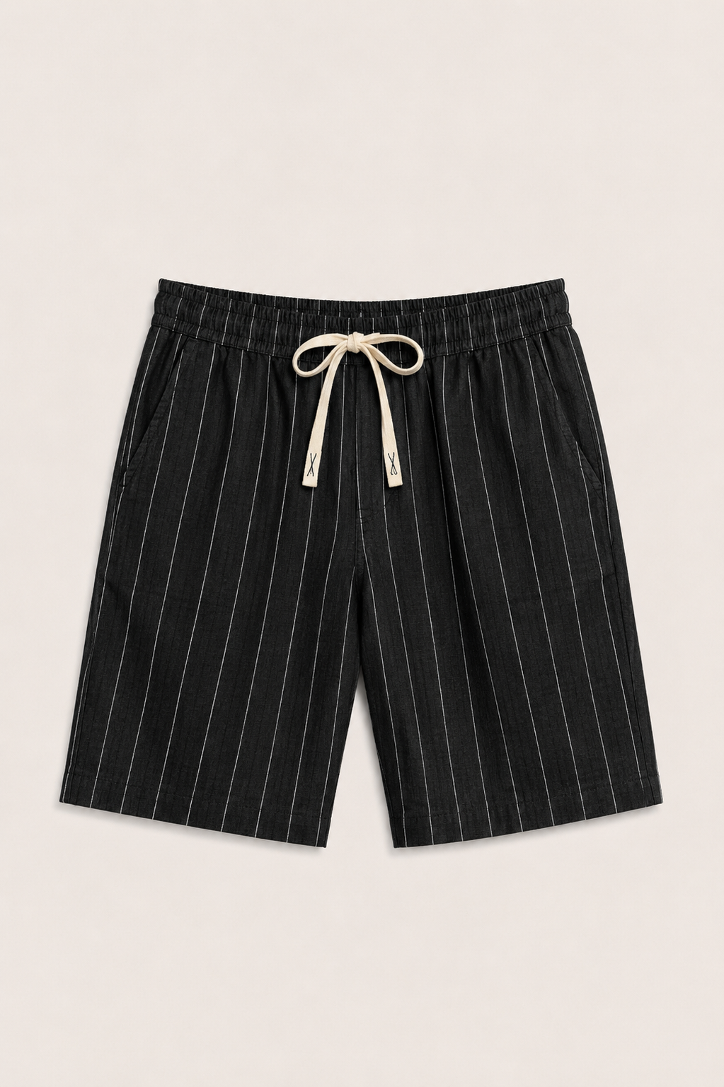 Nerivo Linen Striped Short Black