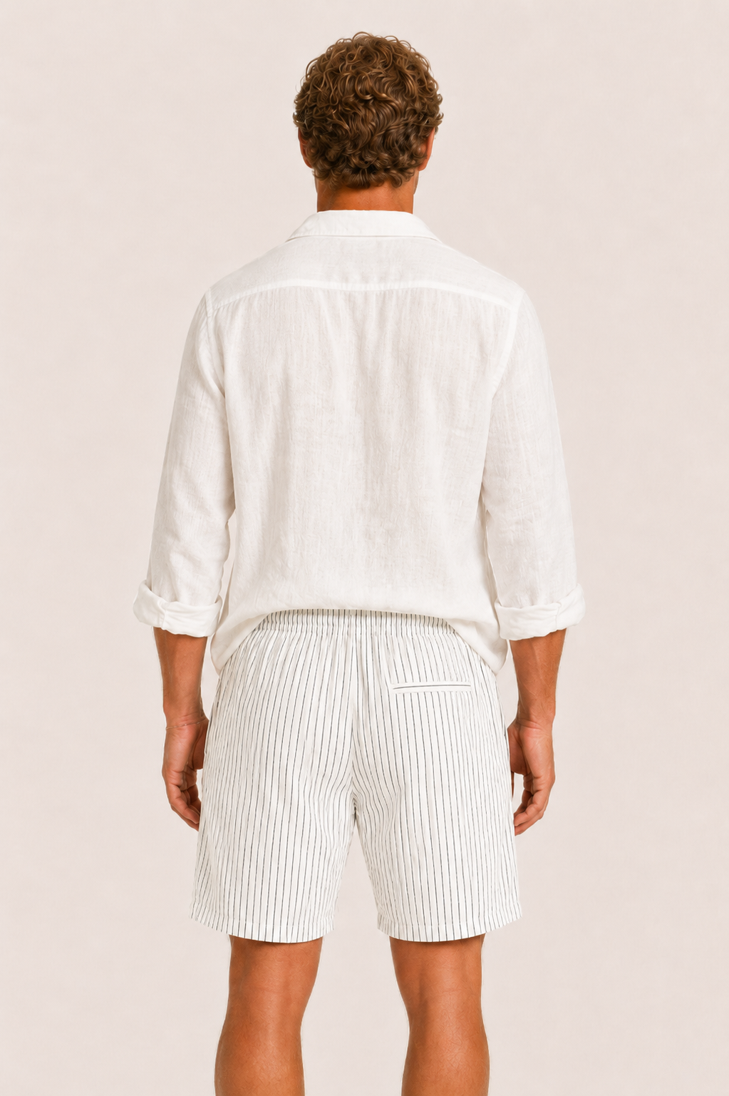Vilero Cotton Striped Short White