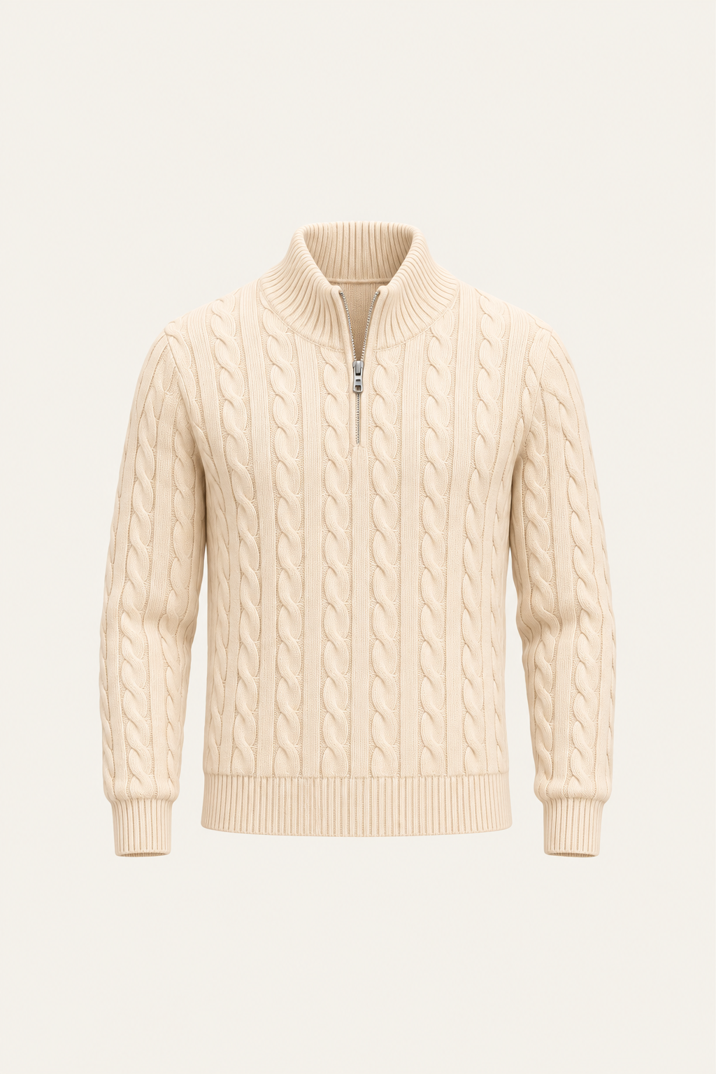 Tilano Cable Quarter-Zip Knit Abricot