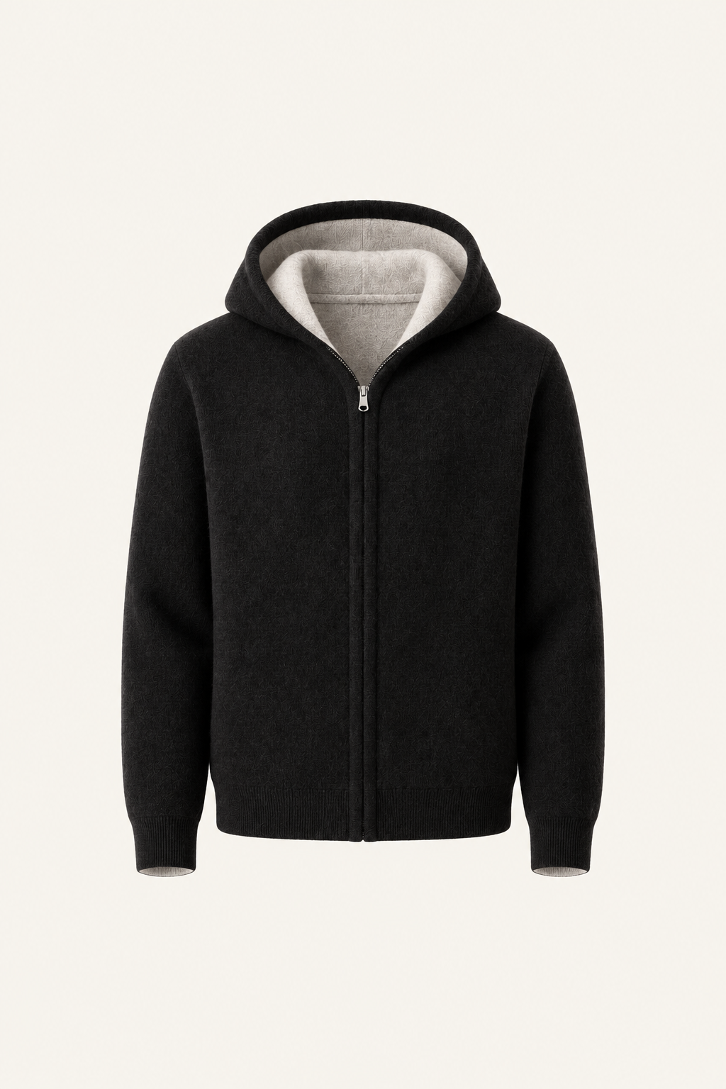 Talero Reversible Hooded Zip Knit Black/Ivory