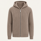 Zelano Wool Hooded Zip Knit Brown