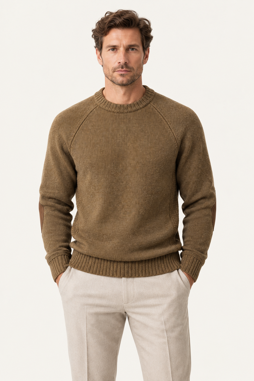 Sorivo Elbow-Patch Crewneck Tobacco
