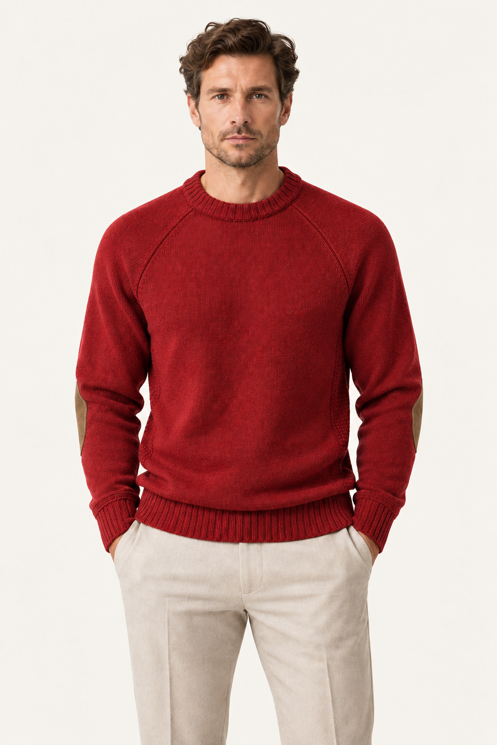 Sorivo Elbow-Patch Crewneck Red
