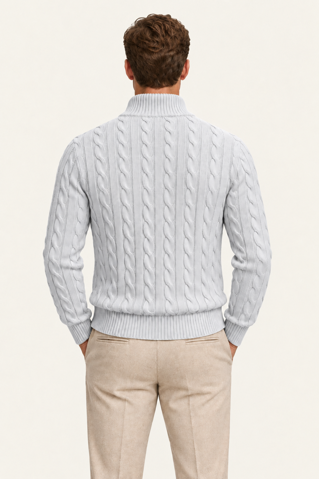 Tilano Cable Quarter-Zip Knit Grey