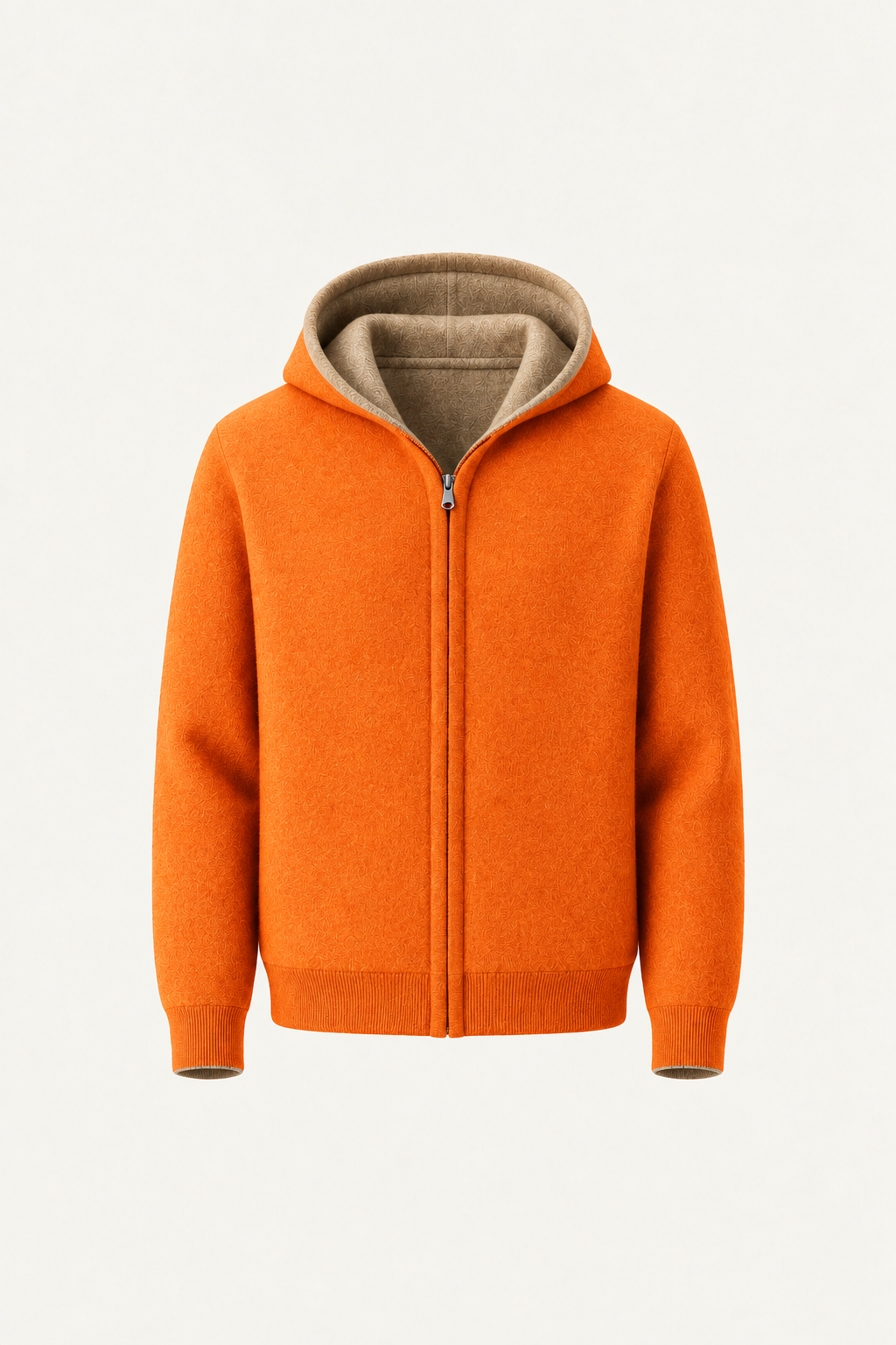 Talero Reversible Hooded Zip Knit Camel/Orange