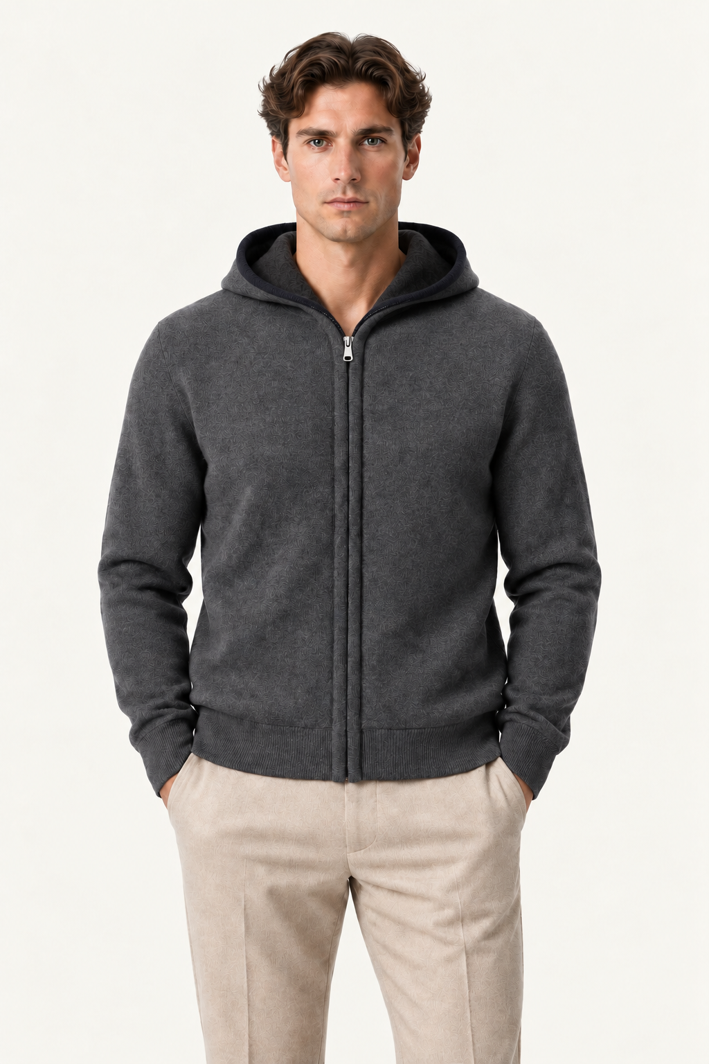 Talero Reversible Hooded Zip Knit Graphite/Charcoal
