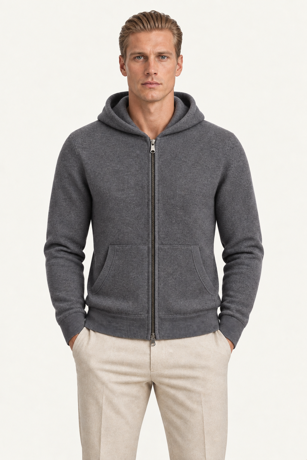 Tonari Merino Hooded Zip Dark Grey