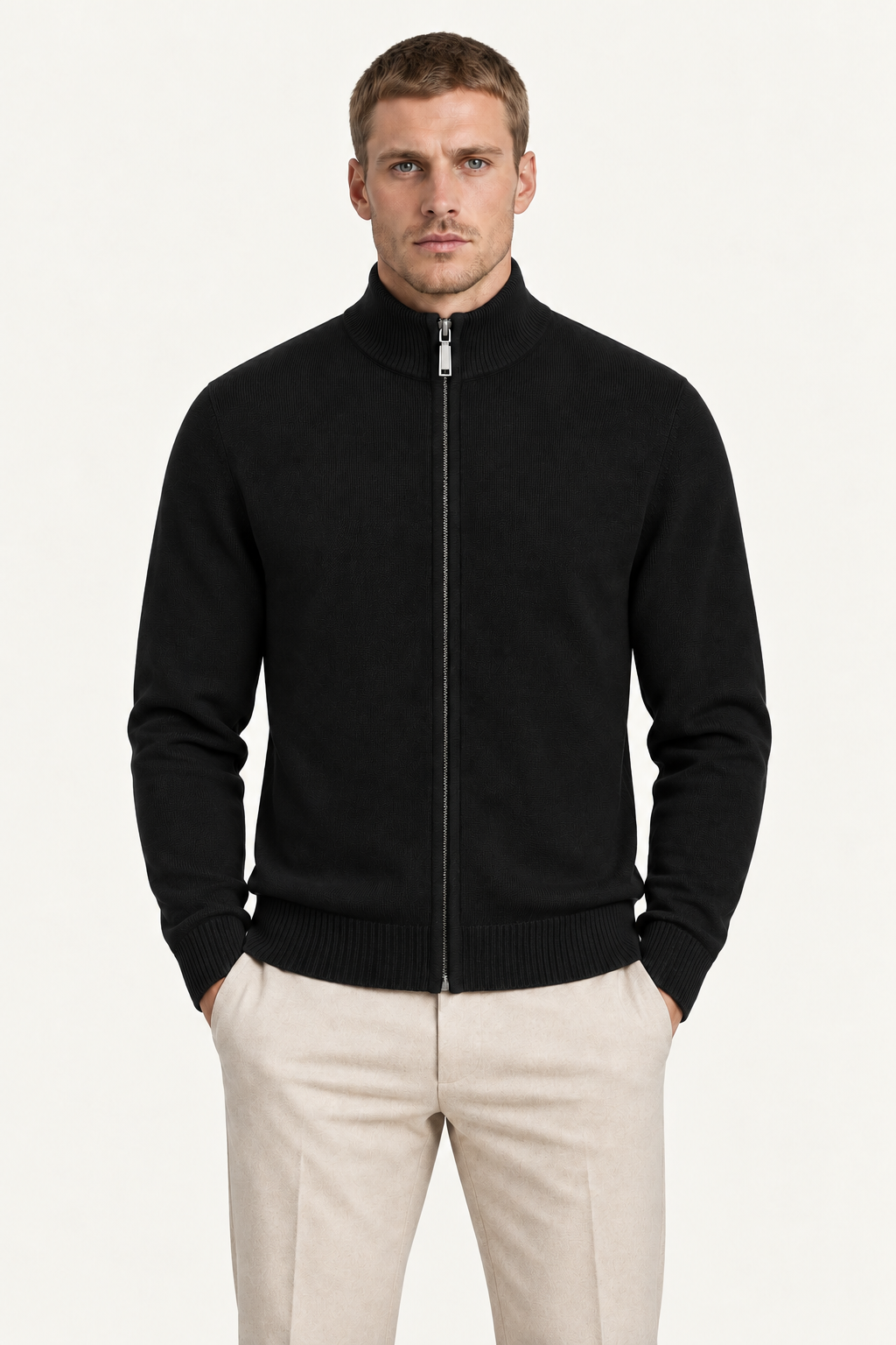 Vaniro Merino Cardigan Black