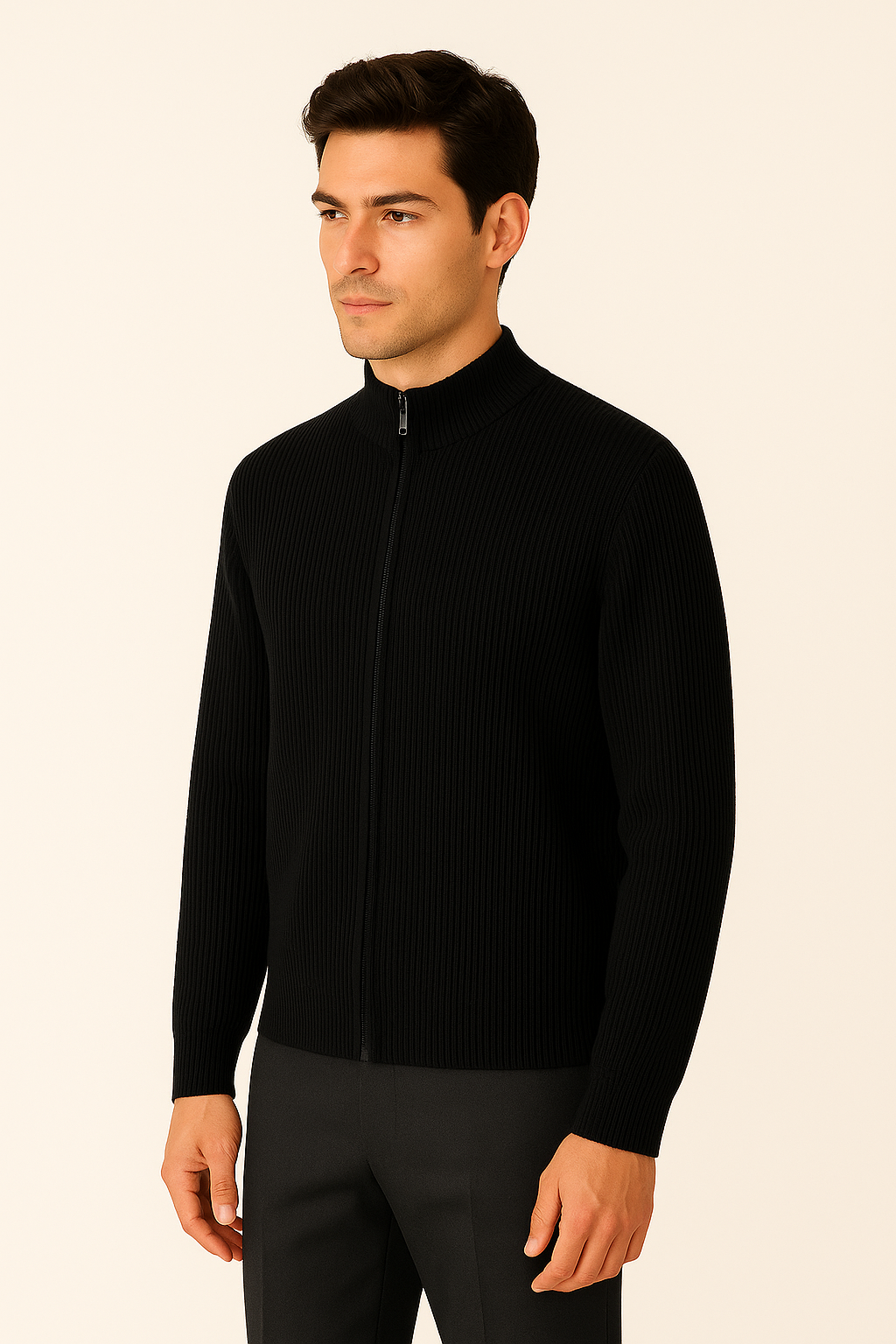 Black Wool Cardigan