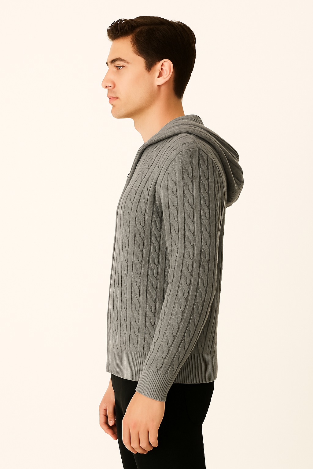 Grey Cashmere Zip Jacket
