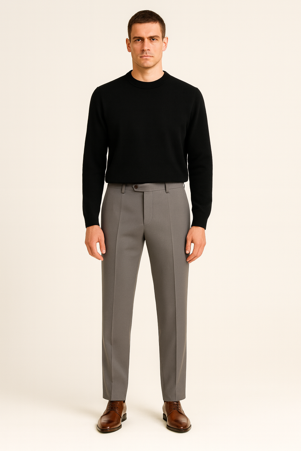 Grey Elastic Pantalon
