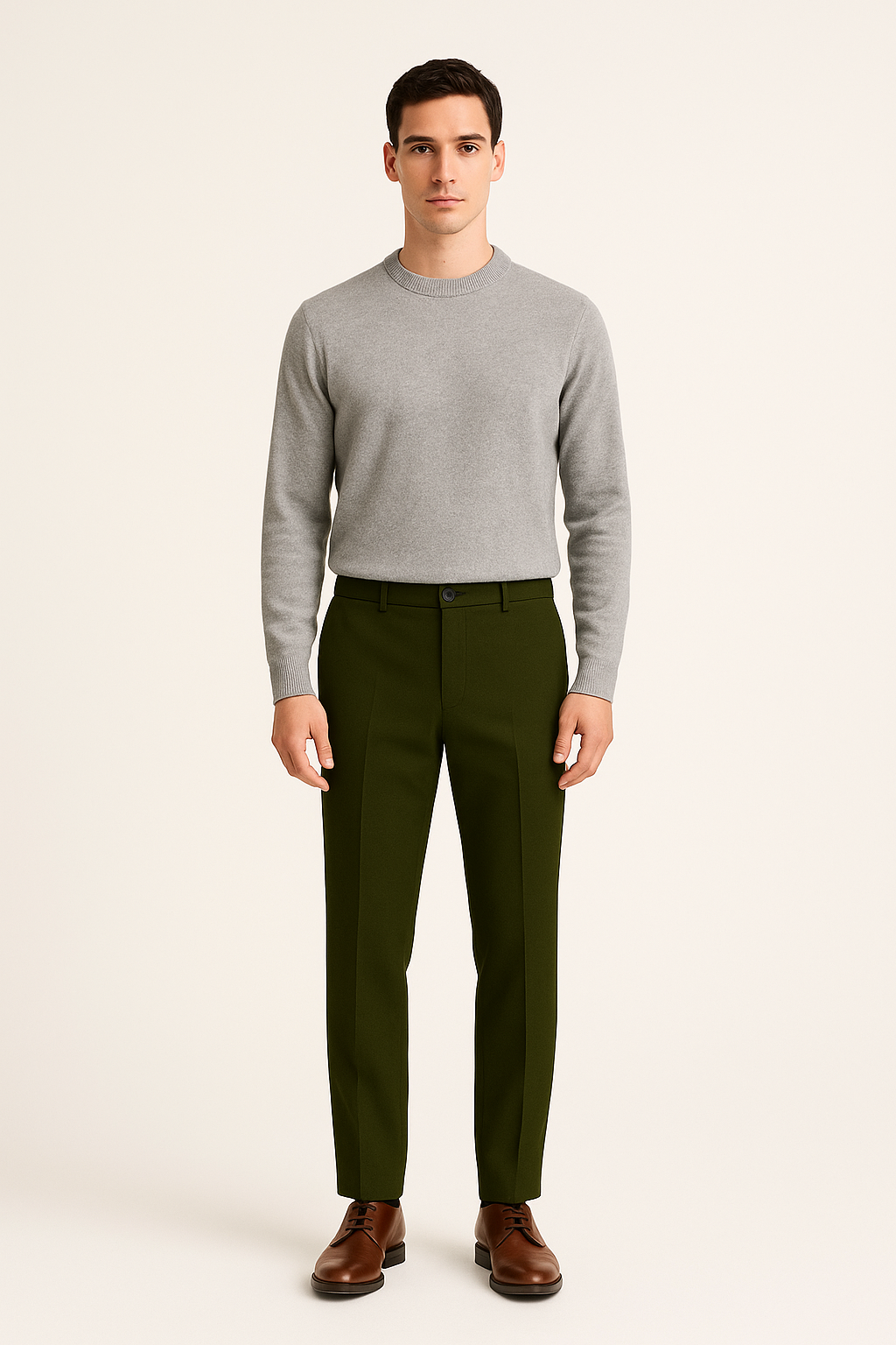 Olive Green Elastic Pantalon