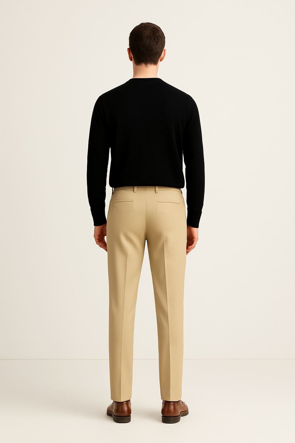 Beige Elastic Pantalon