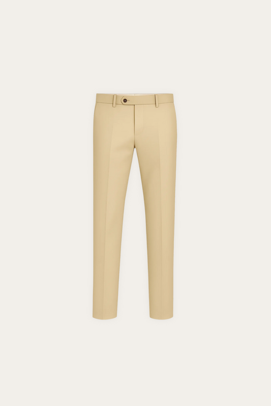 Beige Elastic Pantalon
