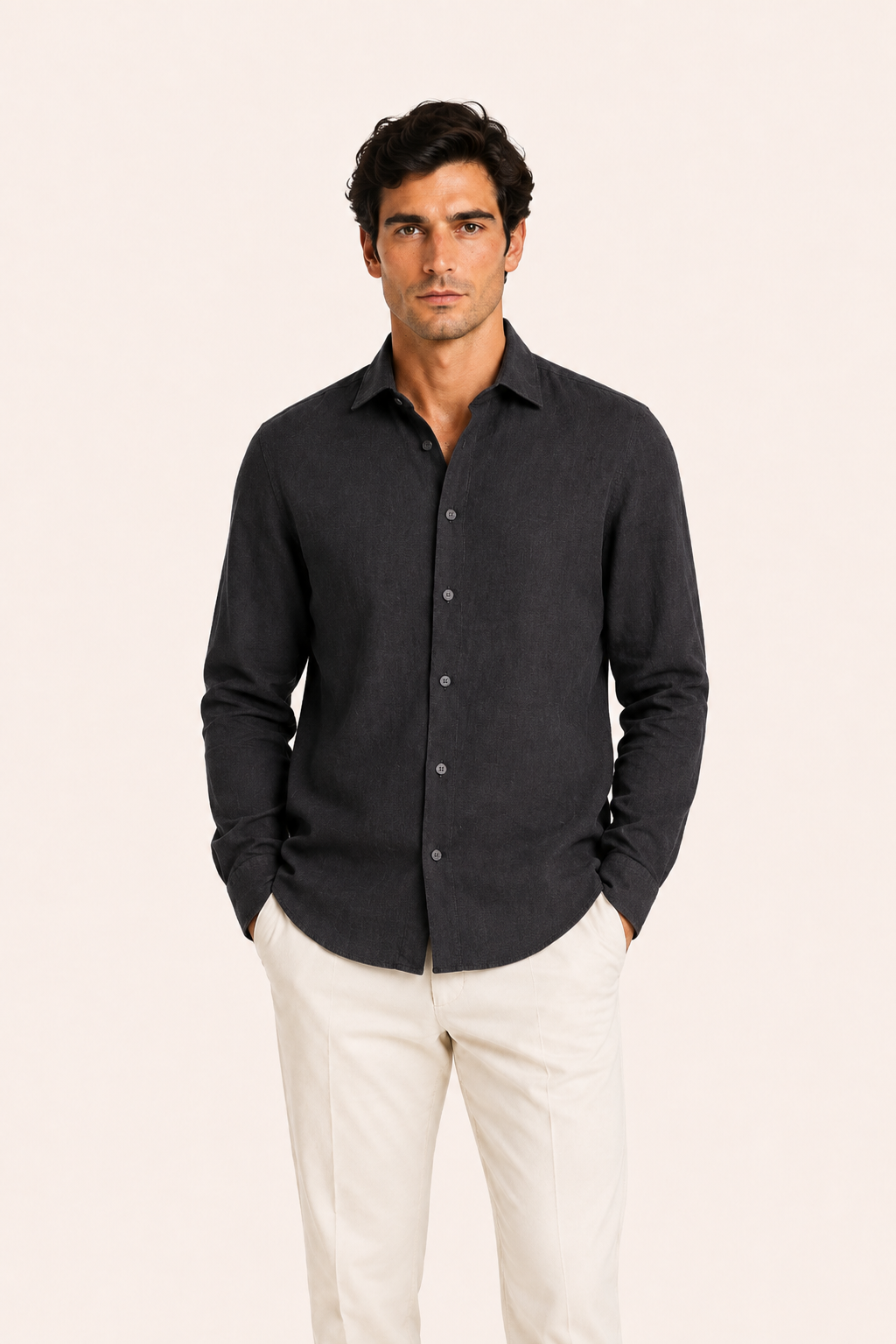 Avari Linen Shirt Charcoal