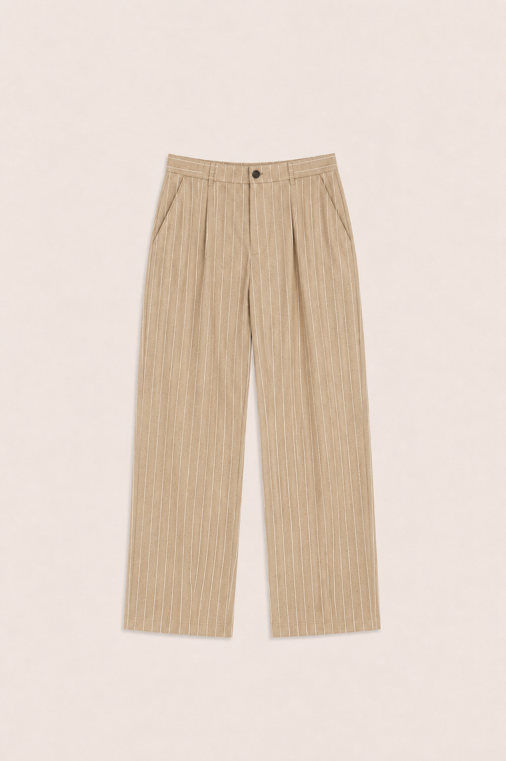 Borelo Linen Striped Trousers Khaki