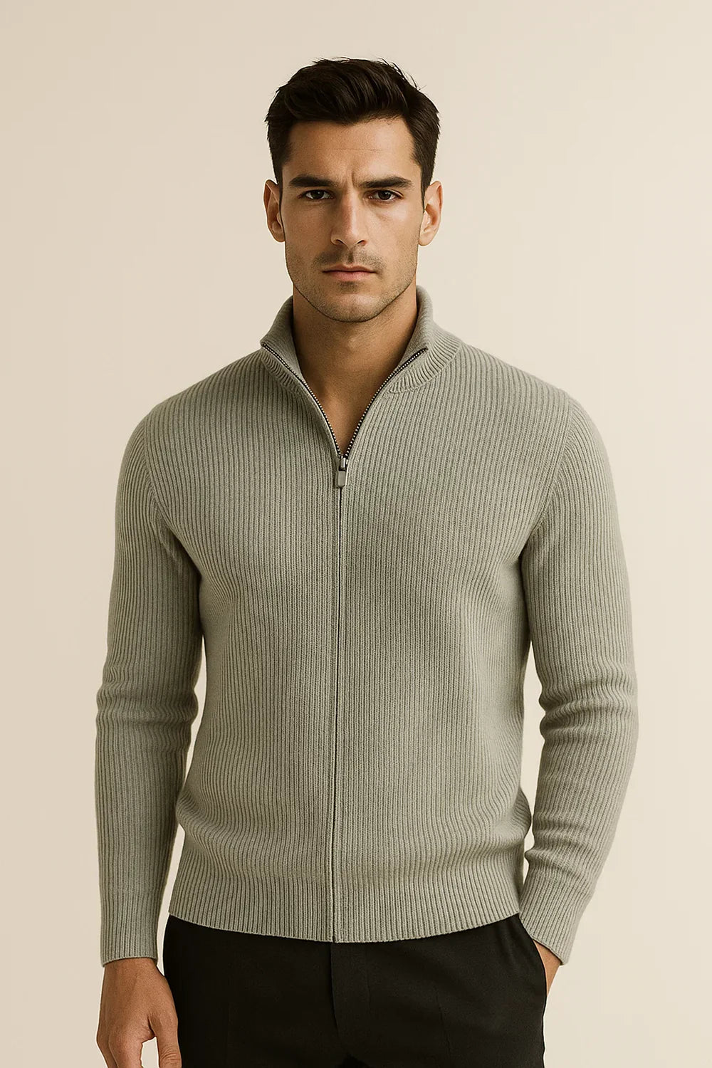 Arelon Cashmere Zip Knit Green