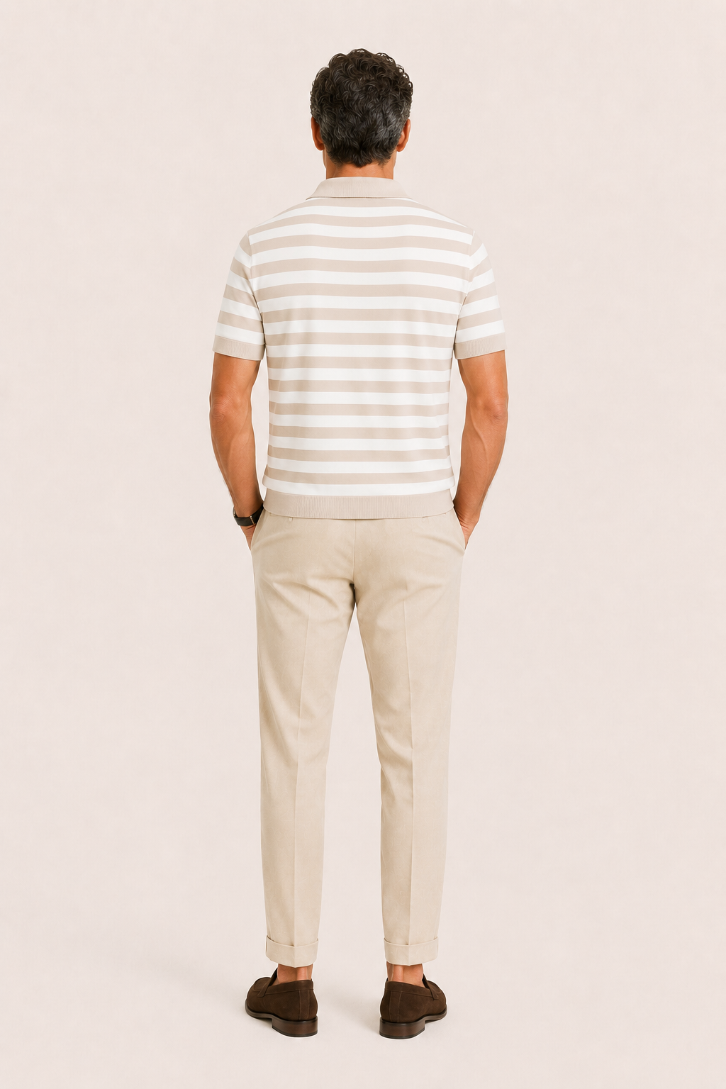 Nolani Striped Polo Beige
