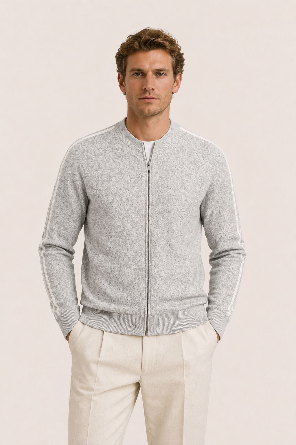 Darilo Wool Zip Knit Grey
