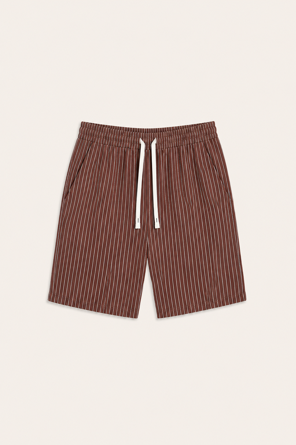 Lenaro Linen Striped Short Red-Brown