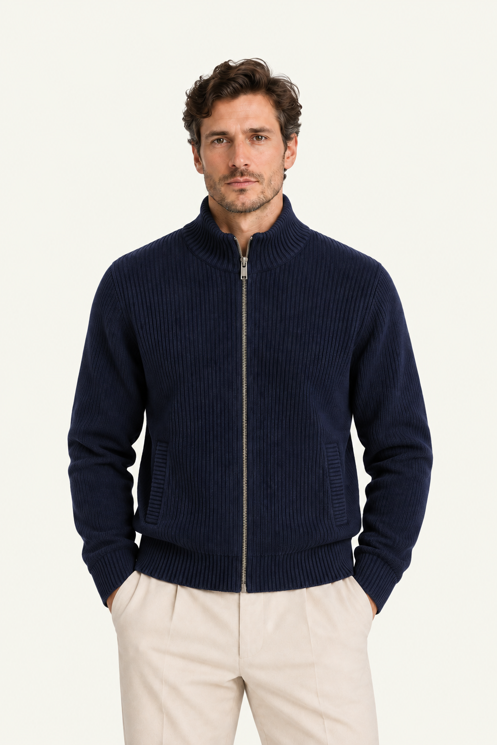Narivo Wool Zip Knit Navy