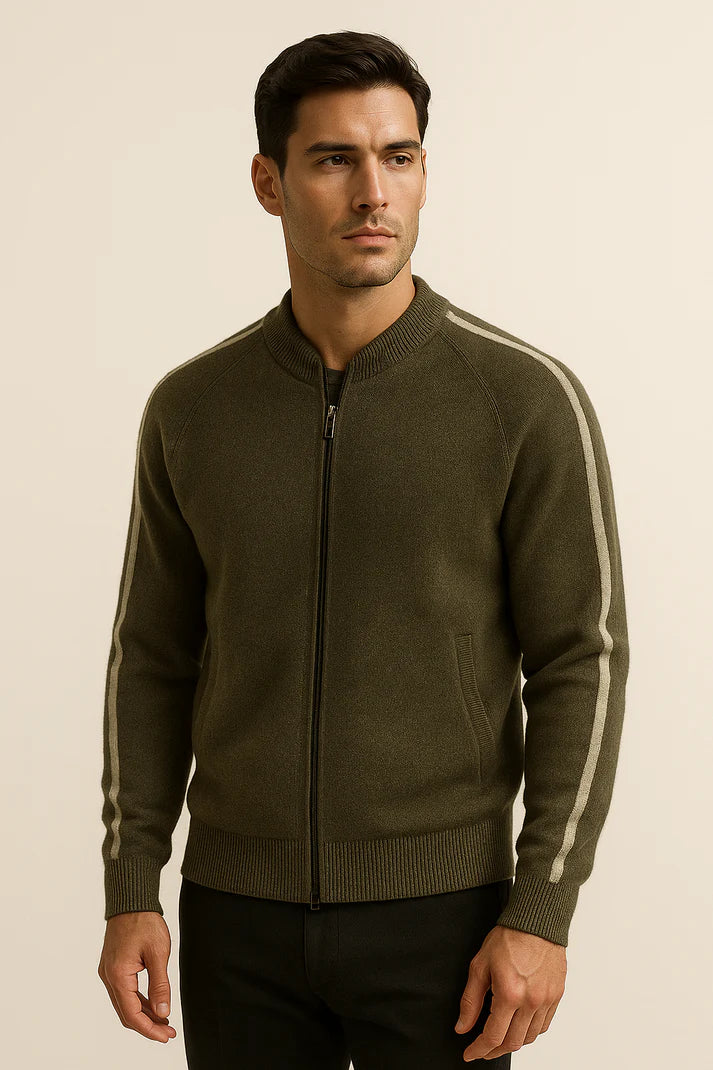 Darilo Cashmere Zip Knit Olive