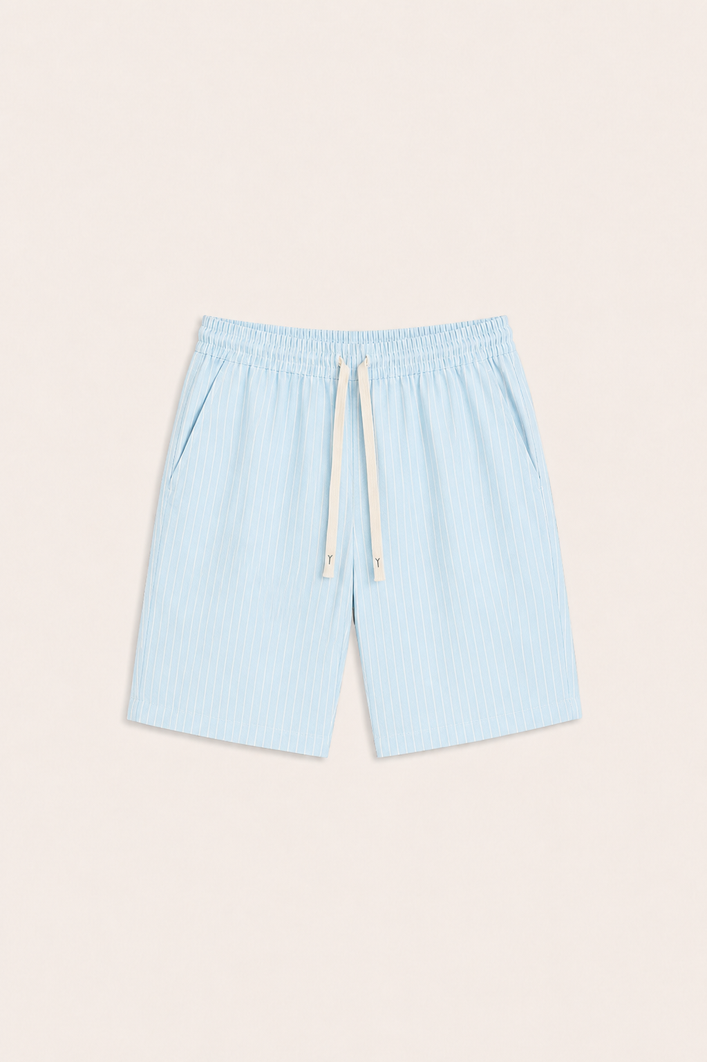 Lenaro Linen Striped Short Light Blue