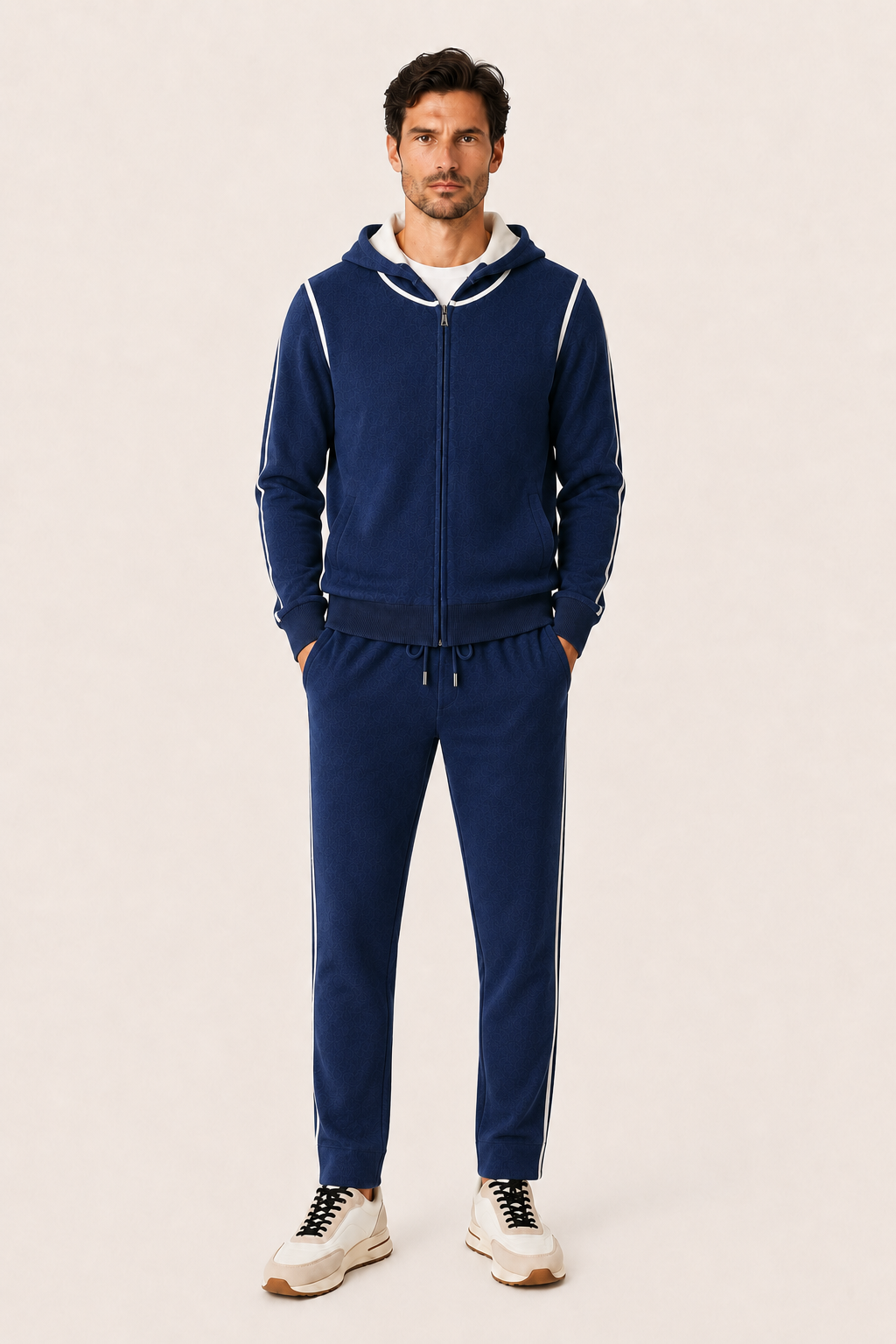 Ladore Cashmere Hooded Set Navy