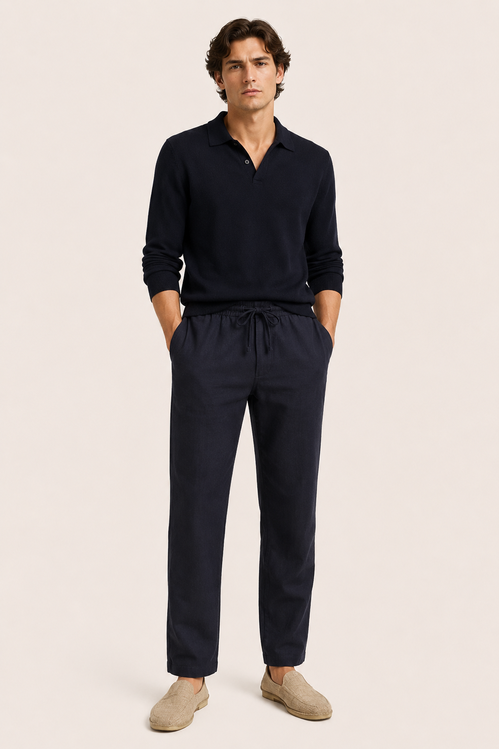 Pinaro Linen Trousers Navy