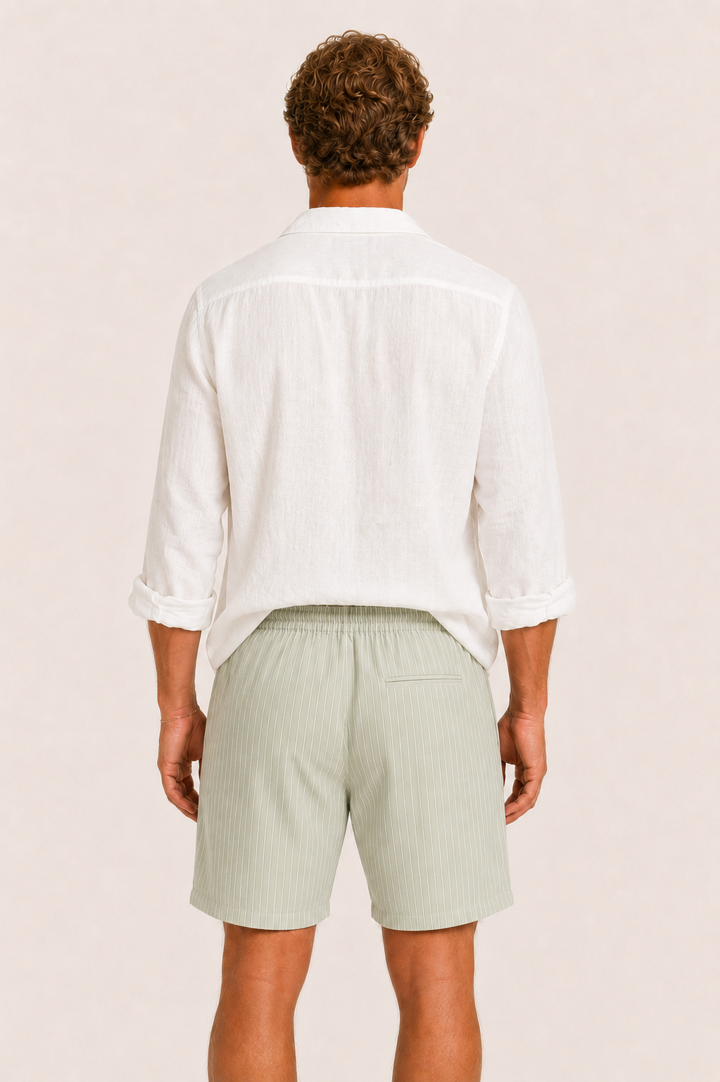 Vilero Cotton Striped Short Light Green
