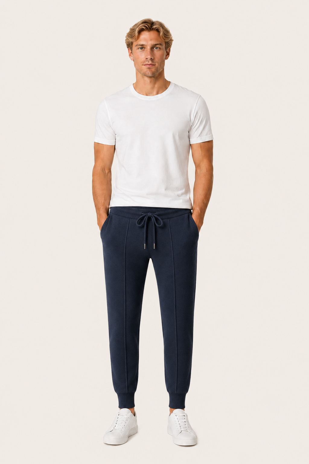 Belorin Wool Knit Joggers Navy
